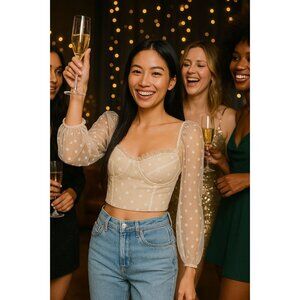 Runaway Women Ivory Top L Sheer Cottage RomanticCore Whimsygoth Fairy Coquette